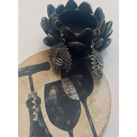 Unique silver boho TURKEY DANGLE EARRINGS - Picture 6 of 7